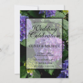 紫青エレガントフローラアジサイ結婚ア 招待状