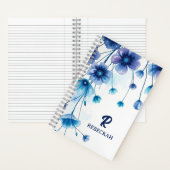 紫青エレガント水彩花モノグラム ノートブック (内側)