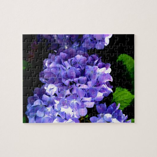 紫青エレガント花フローラアジサイ ジグソーパズル (横)