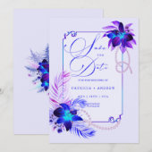 紫青オーチッドの結婚式 Save the Date 招待状 (正面/裏面)
