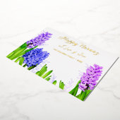 紫青ピンクのヒヤシンス 幸せなノルーズの花 箔シーズンカード (回転した状態)