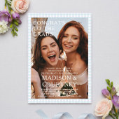 紫青モダンギンガム写真卒業パーティー アクリル招待状