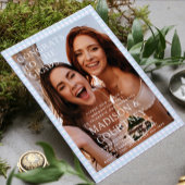 紫青モダンギンガム写真卒業パーティー 招待状