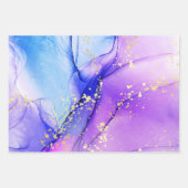 紫青モダン大理石の銀河輝き ラッピングペーパーシート (正面)