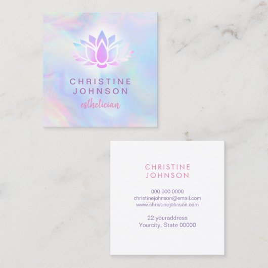 紫青レンタスフラワーロゴ スクエア名刺 (正面/裏面)