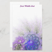 紫青レースのよう抽象芸術パーソナライズされた花 便箋 (正面/裏面)