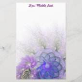 紫青レースのよう抽象芸術パーソナライズされた花 便箋 (正面)
