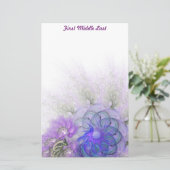 紫青レースのよう抽象芸術パーソナライズされた花 便箋 (スタンド正面)