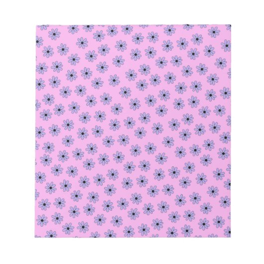 紫青名門私立校風のヒッピー花柄 ノートパッド (正面)