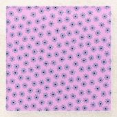 紫青名門私立校風の植物小花柄 ガラスコースター (正面)