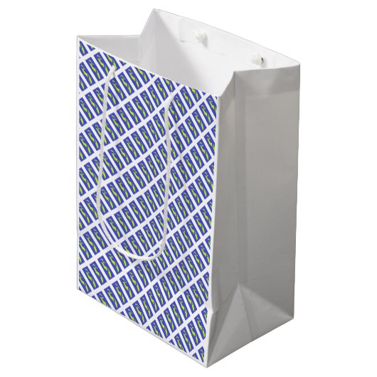 紫青王室の美術パターン（の模様が）ある ミディアムペーパーバッグ (正面アングル)