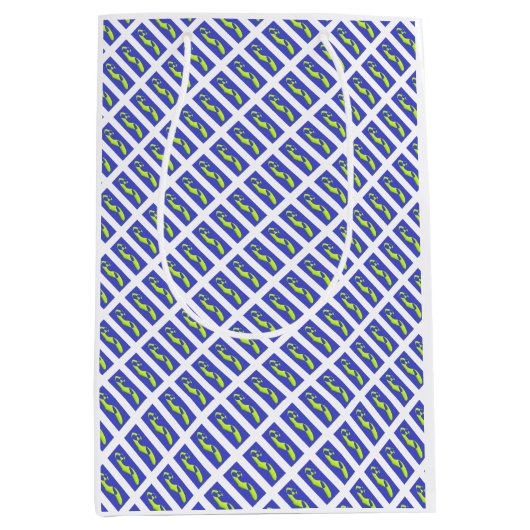 紫青王室の美術パターン（の模様が）ある ミディアムペーパーバッグ (正面)