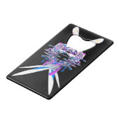 紫青白3Dスプラッシュ抽象芸術 クレジットカード栓抜き (正面アングル)