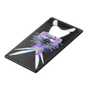 紫青白3Dスプラッシュ抽象芸術 クレジットカード栓抜き (裏面アングル)