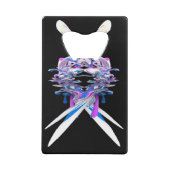 紫青白3Dスプラッシュ抽象芸術 クレジットカード栓抜き (裏面)