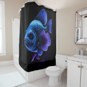 紫青絵を描魚 シャワーカーテン (インサイチュ)