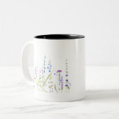 紫青色野生花水絵画彩 ツートーンマグカップ (正面左)