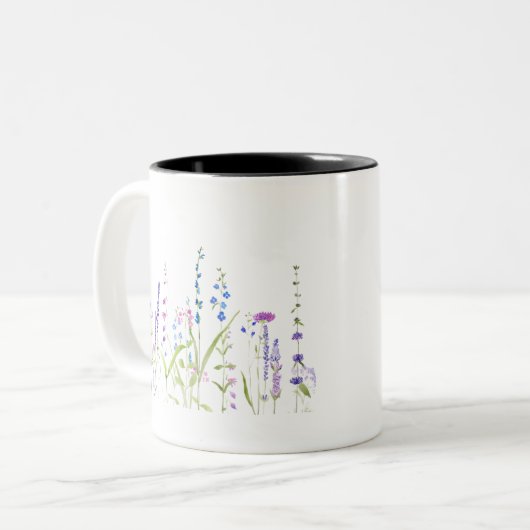 紫青色野生花水絵画彩 ツートーンマグカップ (正面左)