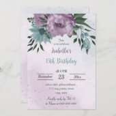 紫青花植物誕生日 招待状 (正面/裏面)