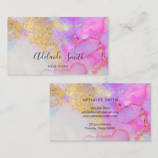紫青金ゴールド芸術的抽象芸術 名刺 (正面/裏面)