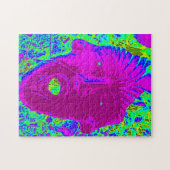 紫顔オン緑パズル ジグソーパズル (横)