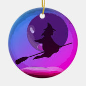 紫飛んでいるの夜の魔女セラミックオーナメント セラミックオーナメント (正面)