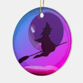 紫飛んでいるの夜の魔女セラミックオーナメント セラミックオーナメント (左)
