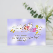 紫飛んでいる色の天使、金ゴールド星はスローダウンと言う サンキューカード (スタンド正面)