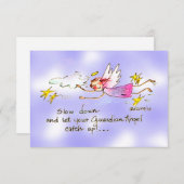 紫飛んでいる色の天使、金ゴールド星はスローダウンと言う サンキューカード (正面/裏面)