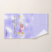 紫飛んでいる色の天使、金ゴールド星はスローダウンと言う ハンドタオル (ハンドタオル)