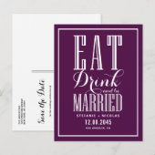 紫食べ、飲み物と結婚した保存日 案内ポストカード (正面/裏面)