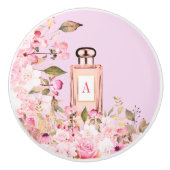 紫香水ボトルフローラチかわいらしックモノグラム  セラミックノブ (正面)