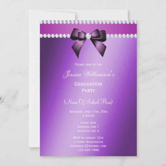 紫魅力的エレガント卒業党 招待状 (裏面)