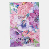 紫鮮やかとピンクの花 キッチンタオル (縦)