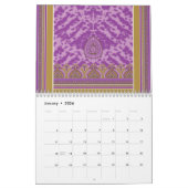紫鮮やかと金ゴールドパターン（の模様が）あるの画像エレガント カレンダー (1月 2026)