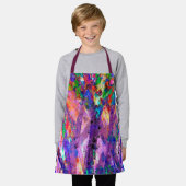 紫鮮やかと青の抽象芸術 エプロン (着用した状態)