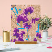 紫鮮やかと青のfを特徴とする花柄 アクリルサイン (ウェディング)
