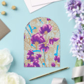 紫鮮やかと青のfを特徴とする花柄 アクリル招待状 (インサイチュ (ウェディング))