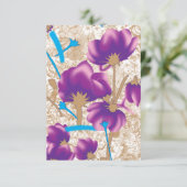 紫鮮やかと青のfを特徴とする花柄 エンクロージャーカード (スタンド正面)