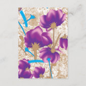 紫鮮やかと青のfを特徴とする花柄 エンクロージャーカード (裏面)