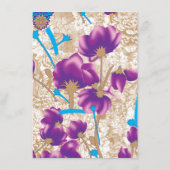 紫鮮やかと青のfを特徴とする花柄 エンクロージャーカード (裏面)