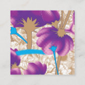 紫鮮やかと青のfを特徴とする花柄 エンクロージャーカード (裏面)