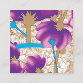 紫鮮やかと青のfを特徴とする花柄 エンクロージャーカード