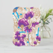 紫鮮やかと青のfを特徴とする花柄 カード (スタンド正面)