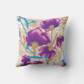 紫鮮やかと青のfを特徴とする花柄 クッション (裏面)