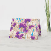 紫鮮やかと青のfを特徴とする花柄 ノートカード (裏面)