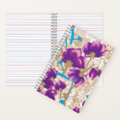 紫鮮やかと青のfを特徴とする花柄 ノートブック (内側)