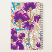 紫鮮やかと青のfを特徴とする花柄 ノートブック (裏面)