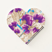 紫鮮やかと青のfを特徴とする花柄 ノートブック (裏面)