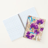 紫鮮やかと青のfを特徴とする花柄 ノートブック (内部)